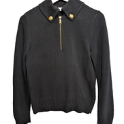 Pull Lauren Ralph Lauren femme S noir 100% coton col zippé boutons dorés