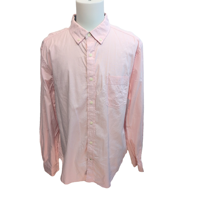 Chemise Nautica XXL Rose Pâle Uni Stretch Classic Fit Logo Brodé manches longues