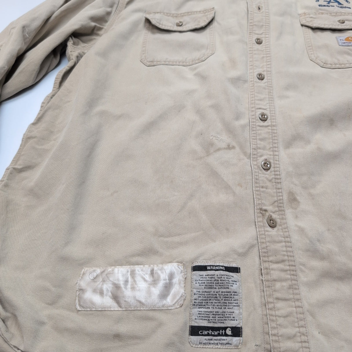 Chemise Carhartt FR 2XL Ignifugée Beige Broderie Entreprise Workwear