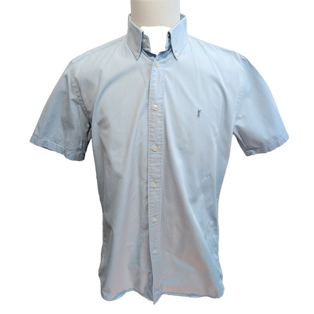 Chemise YVES SAINT LAURENT M Bleu Clair 100% Coton Manches Courtes