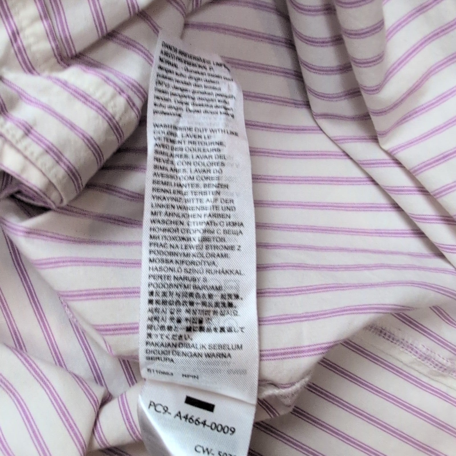 Chemise LEVI'S Homme XL Blanche à Rayures Violettes Coupe Courte