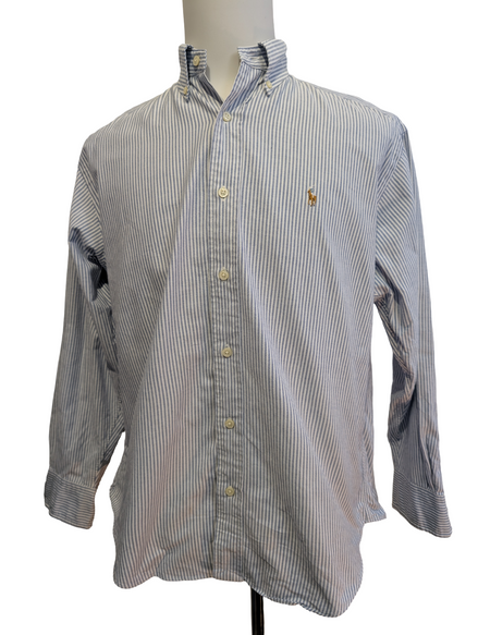 Chemise Ralph Lauren  Femme Custom Fit T. S Rayures Bleues Manches Longues