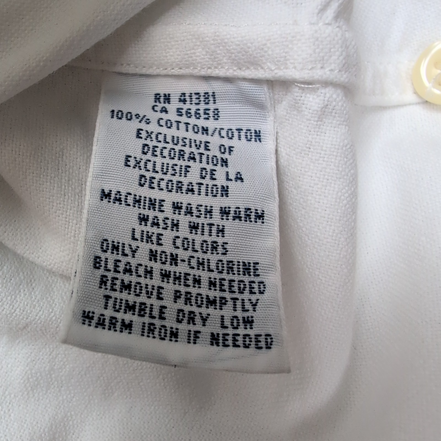 Chemise Ralph Lauren XS Blanche Unie Logo Marron Manches Longues