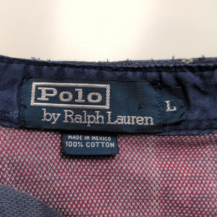 Polo Ralph Lauren L VTG Coton Piqué Col Officier Manches Longues Shirt