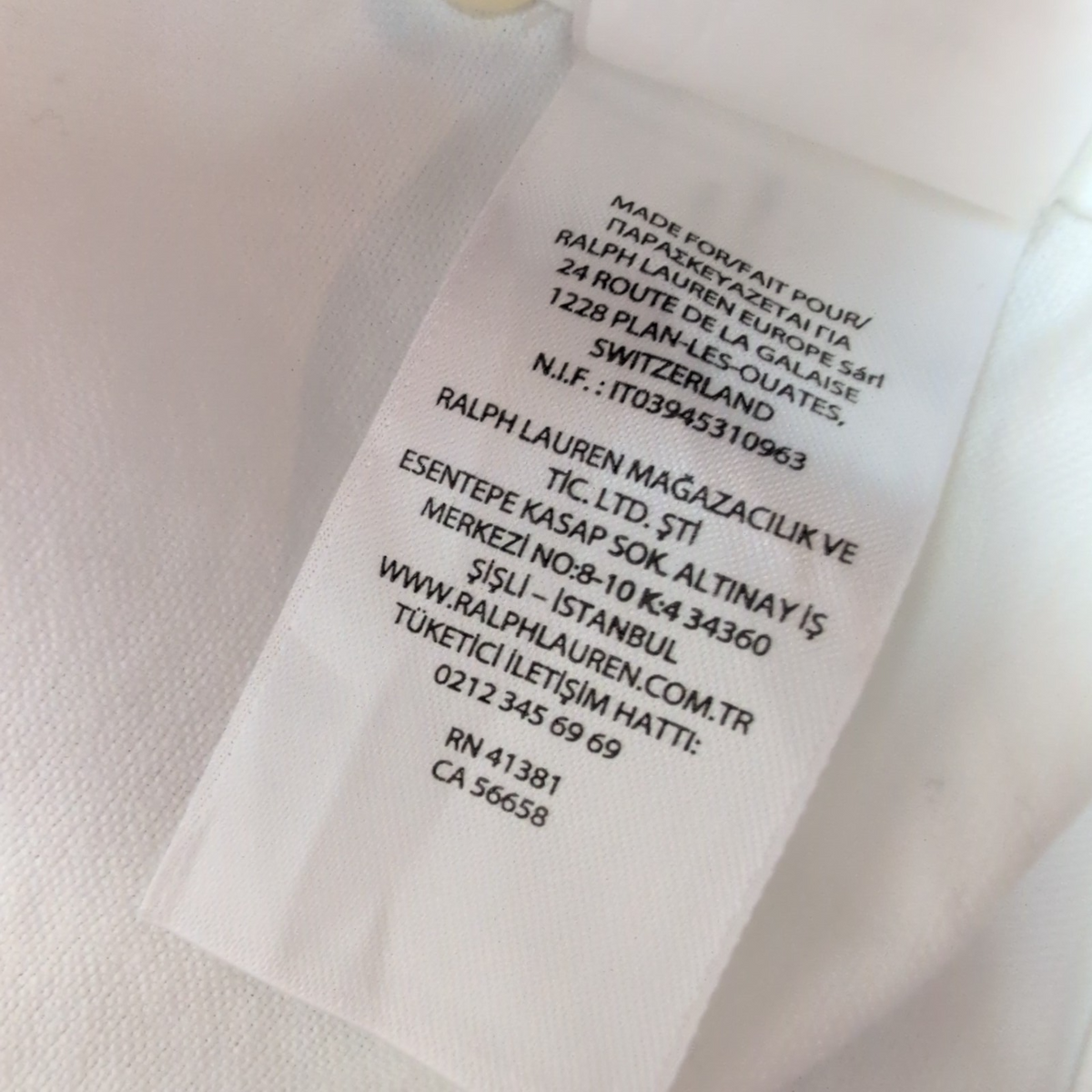 Chemise Ralph Lauren Classic Fit XXL Blanc Uni Logo Marron manches longues