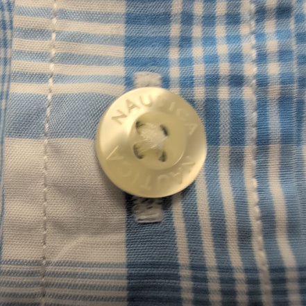 Chemise nautica bleu à carreaux Manche courte Taille XL Une poche logo bred bleu