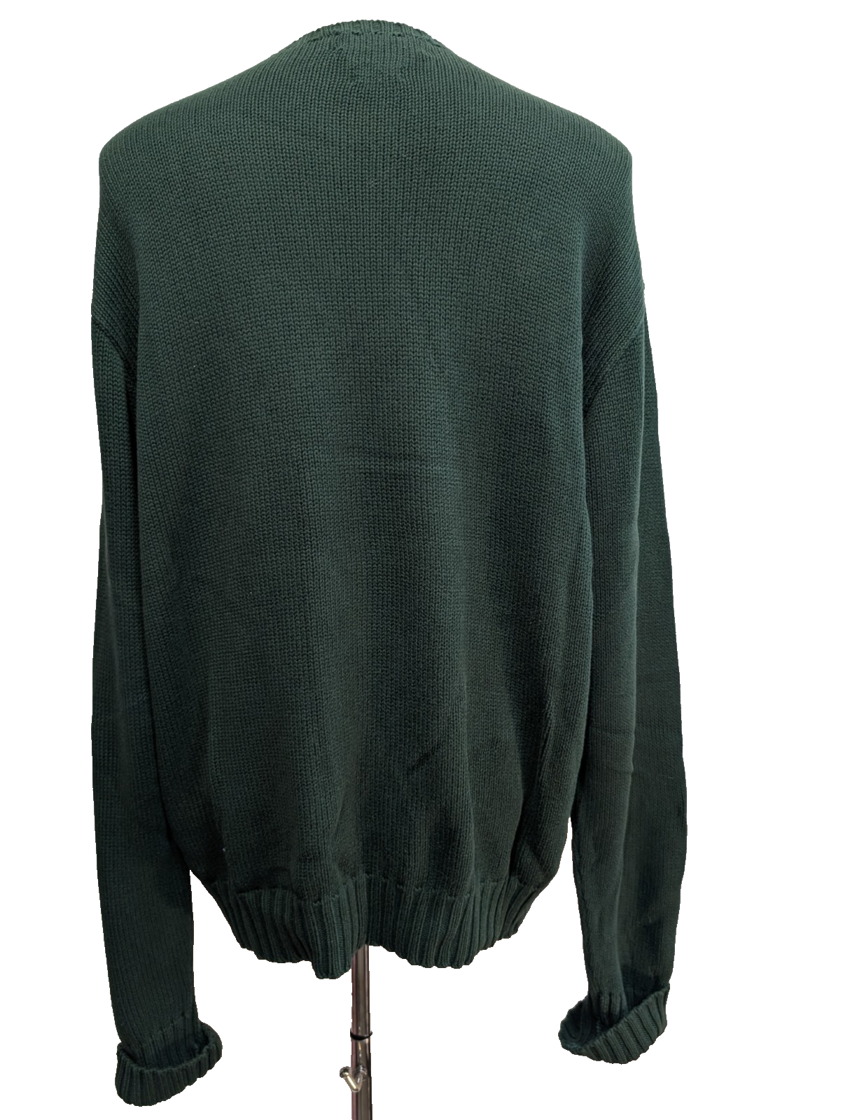 Pull POLO RALPH LAUREN Homme XL Vert Forêt Grosse Maille Logo Marine Vintage