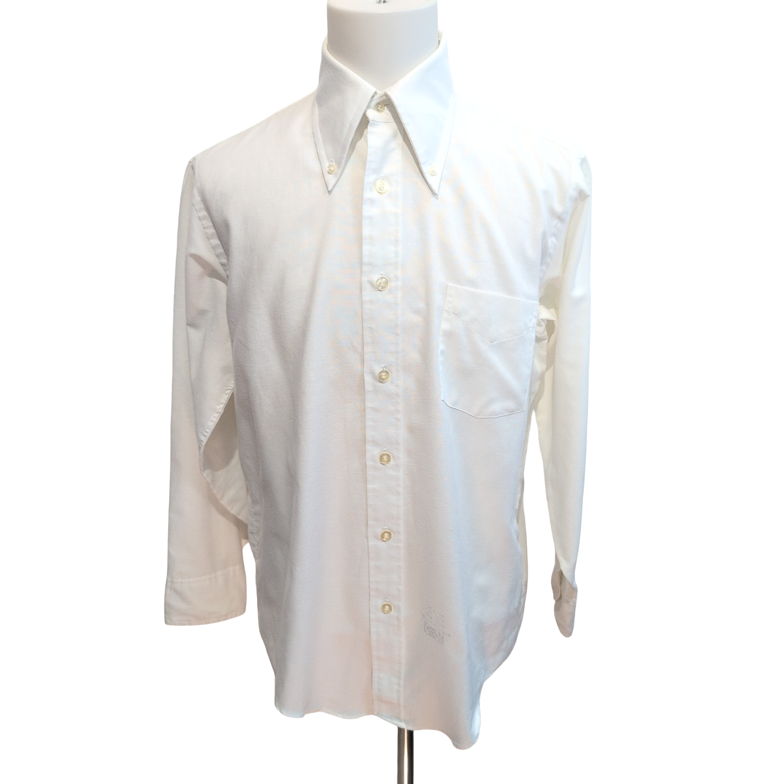 Chemise ENRO Permanent Press Vintage Taille L/XL Blanche Col Pointe Boutonné