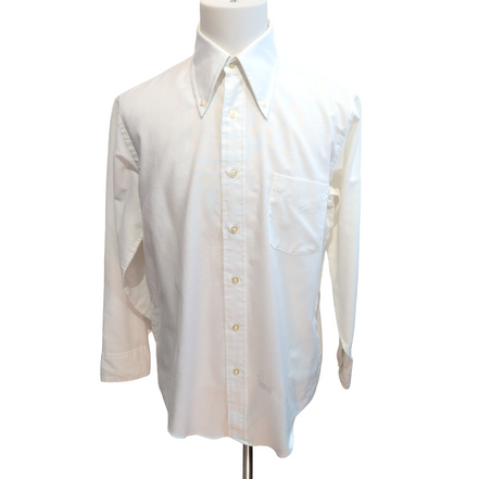 Chemise ENRO Permanent Press Vintage Taille L/XL Blanche Col Pointe Boutonné