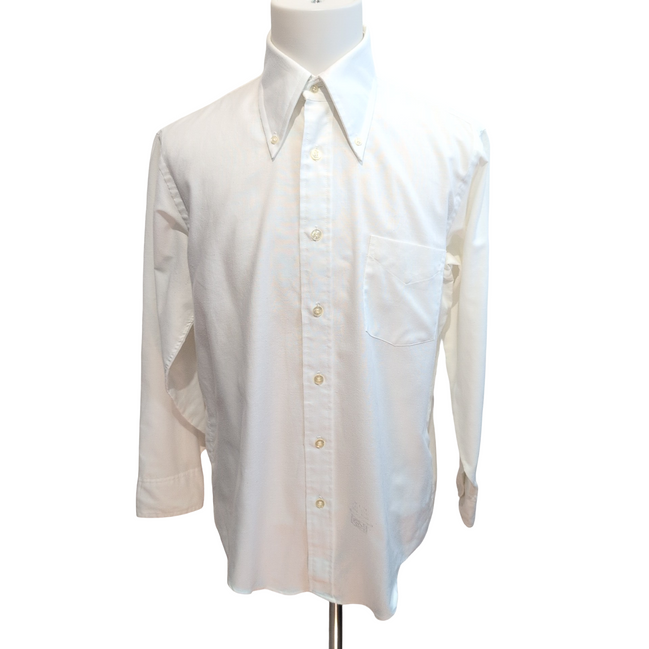 Chemise ENRO Permanent Press Vintage Taille L/XL Blanche Col Pointe Boutonné