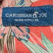 Chemise Hawaïenne Caribbean Joe Rayon Rouge Clair & Fleurs Vertes - Taille M