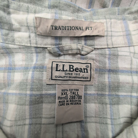 Chemise L.L. Bean à carreaux crème et kaki manches courtes taille XXL Homme