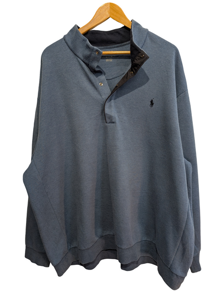 Sweat Polo Ralph Lauren bleu col boutonné pression 4XL 3XBig