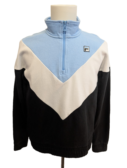 Sweat Fila Col Zippé Tricolore Bleu Blanc Noir - Taille M