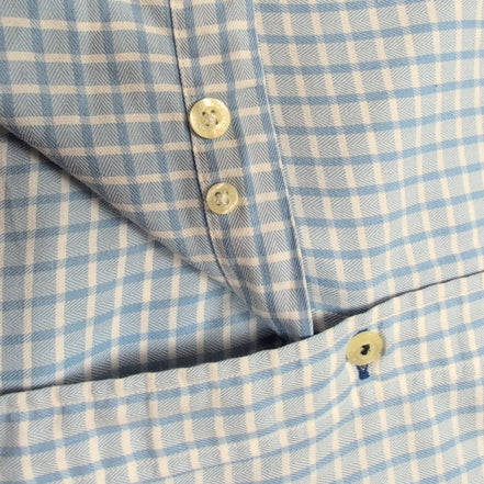 Chemise Nautica bleu ciel petits carreaux manches longues 1 poche M
