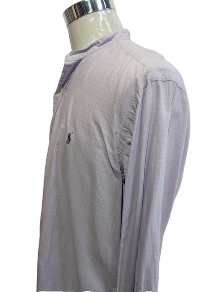 Chemise Polo Ralph Lauren Shirt L XL Andrew Lila Micro-Carreaux Col Mao Officier