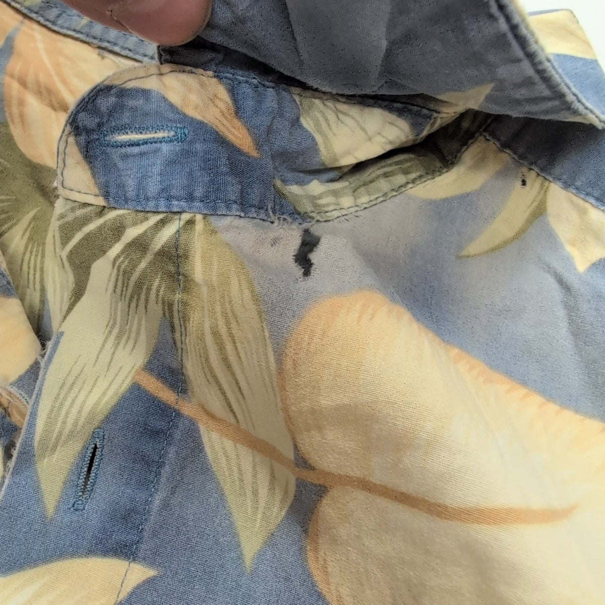Chemise Hawaïenne Pierre Cardin L Bleu Feuillage Made in Korea Vintage