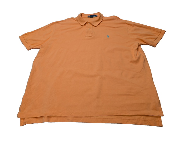 Polo manches courtes Polo Ralph Lauren XL orange pêche logo bleu coton
