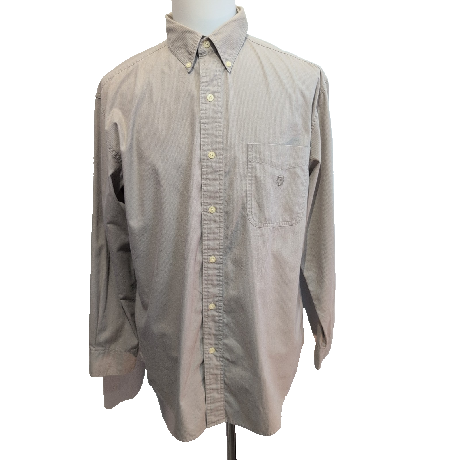 Chemise Chaps Easy Care Beige Crème à Rayures 1 Poche - Taille XL