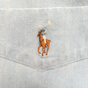 Chemise Ralph Lauren Big Shirt Taille M Bleu Clair Coton Denim Logo Marron