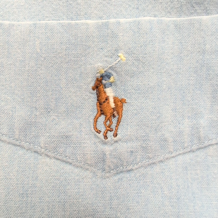 Chemise Ralph Lauren Big Shirt Taille M Bleu Clair Coton Denim Logo Marron