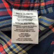 Chemise Wrangler Garçon XL 14/16 ans Bleu Rouge Carreaux Coton