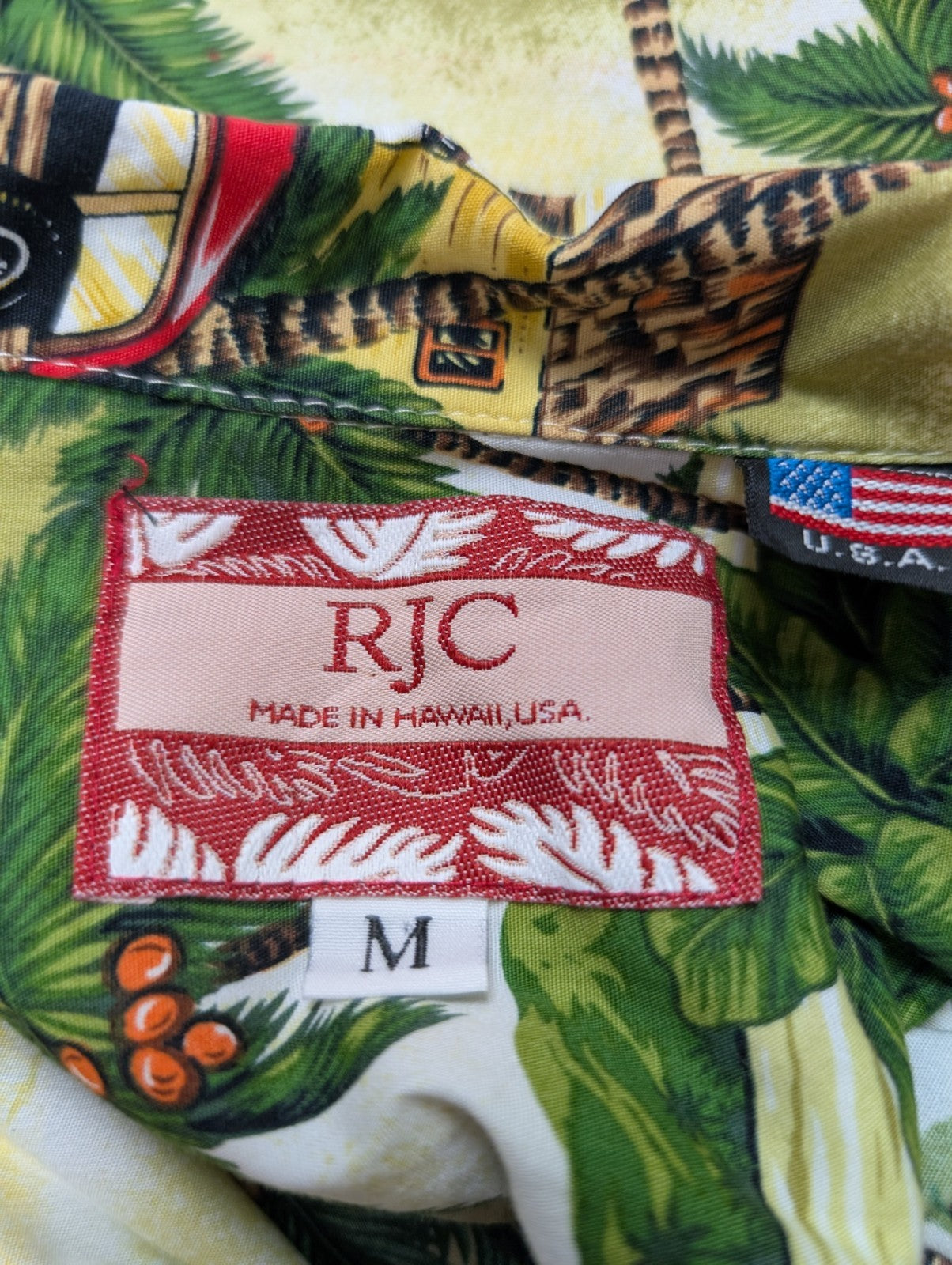 Chemise hawaïenne RJC Made in Hawaii USA surfboard manches courtes taille M #647