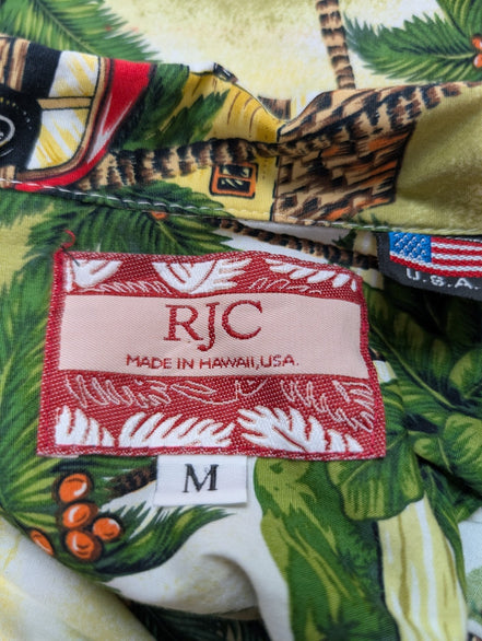 Chemise hawaïenne RJC Made in Hawaii USA surfboard manches courtes taille M #647