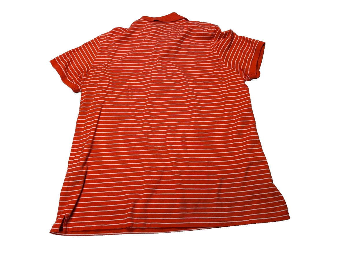 Polo manches courtes Ralph Lauren Golf femme L orange rayures blanc