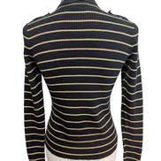 Pull Ralph Lauren (Lauren) Femme S Col Roulé Noir Doré Boutons Métal Chic 🏷️