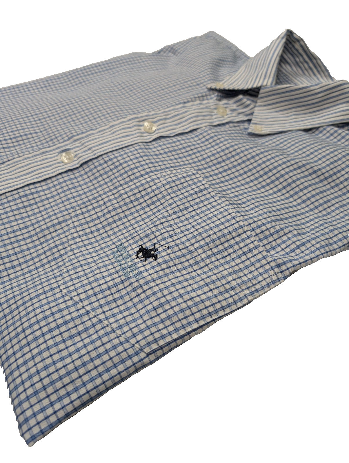 Chemise Beverly Hills Polo Club bleu petits carreaux taille L #114msch