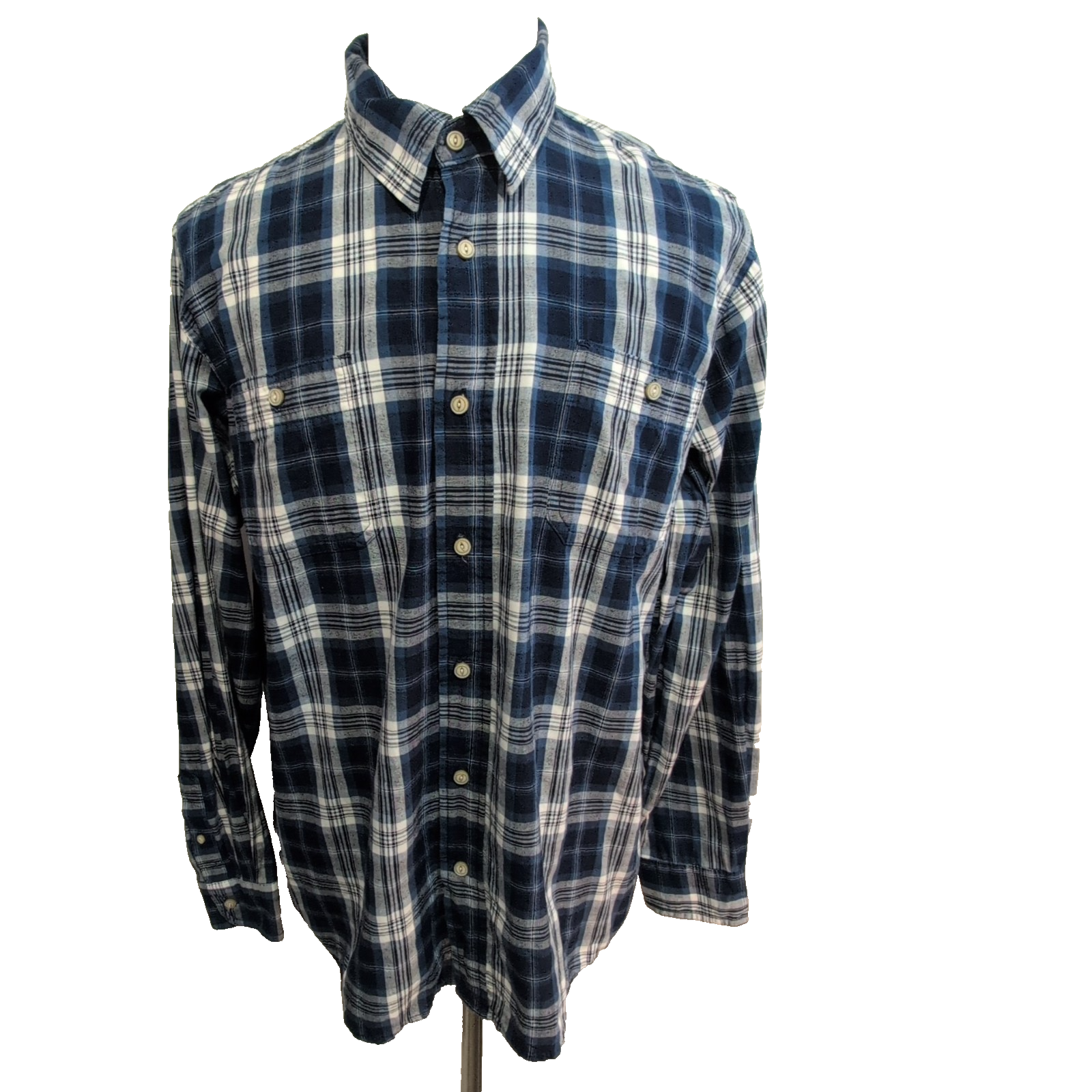 Chemise Wrangler Indigo à Carreaux Bleu et Blanc avec Poches Taille L