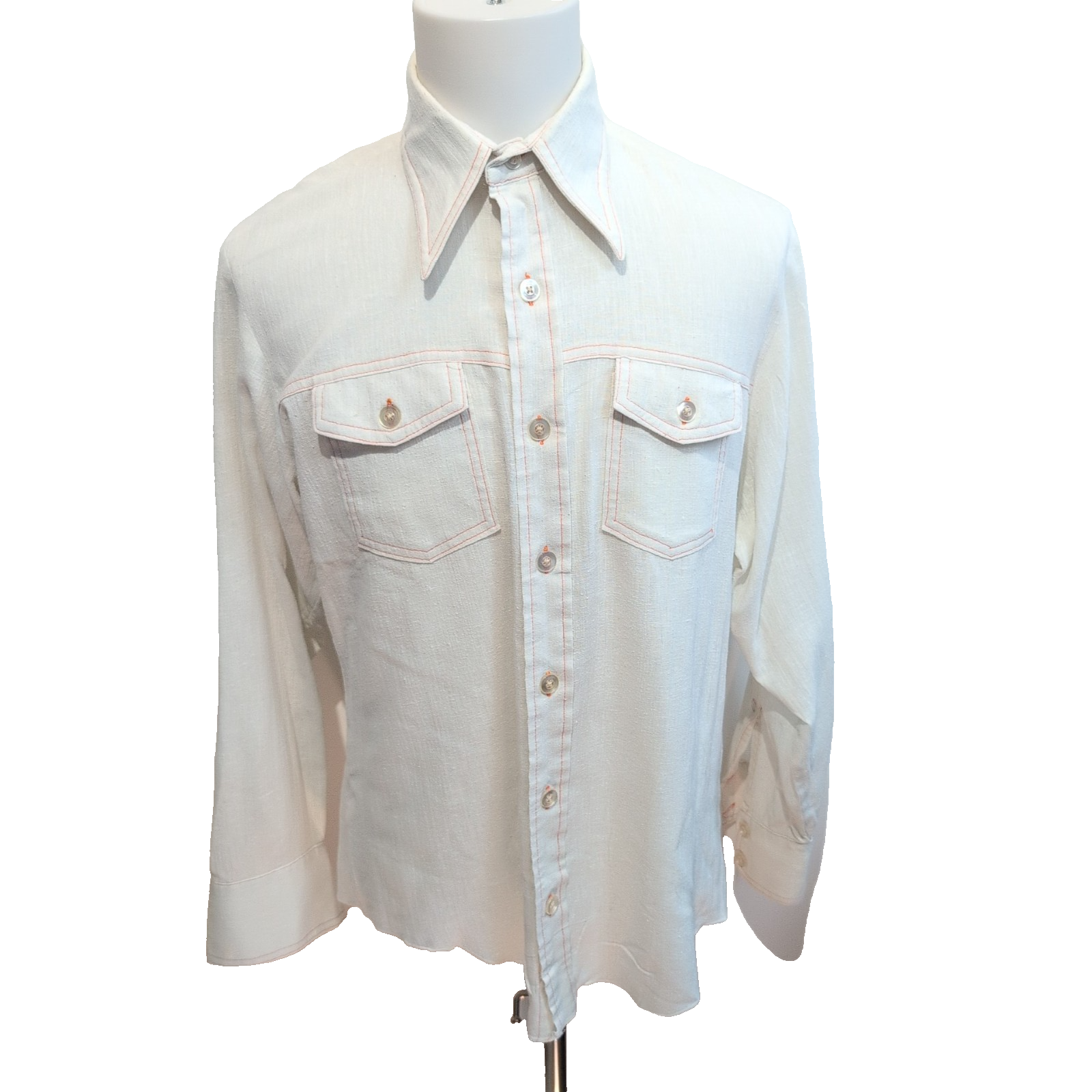 Chemise vintage H.I.S USA L col pointe grunge boutons translucides manches long