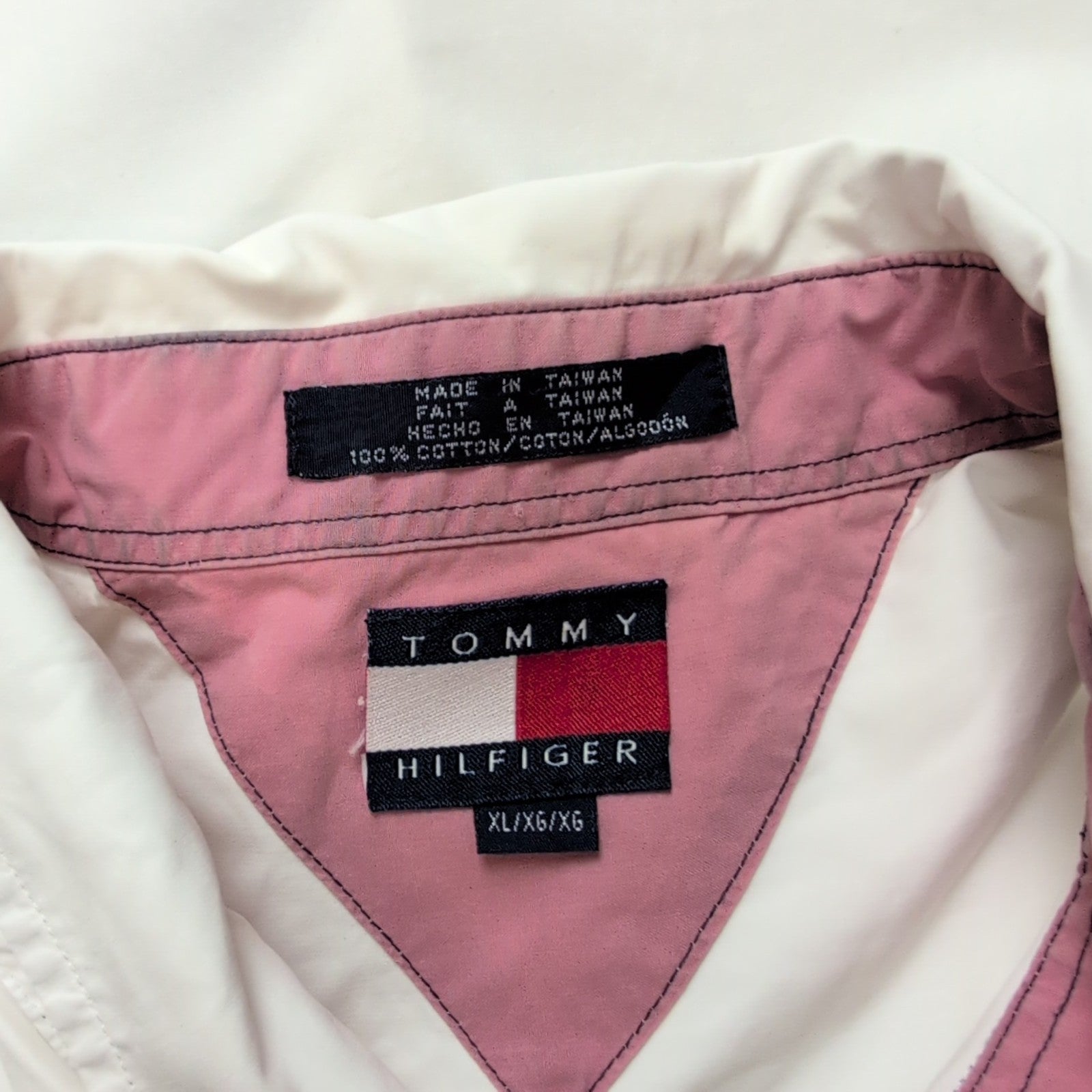 Chemise Tommy Hilfiger Manches Courtes Blanche 100% Coton Logo Doré Taille XL