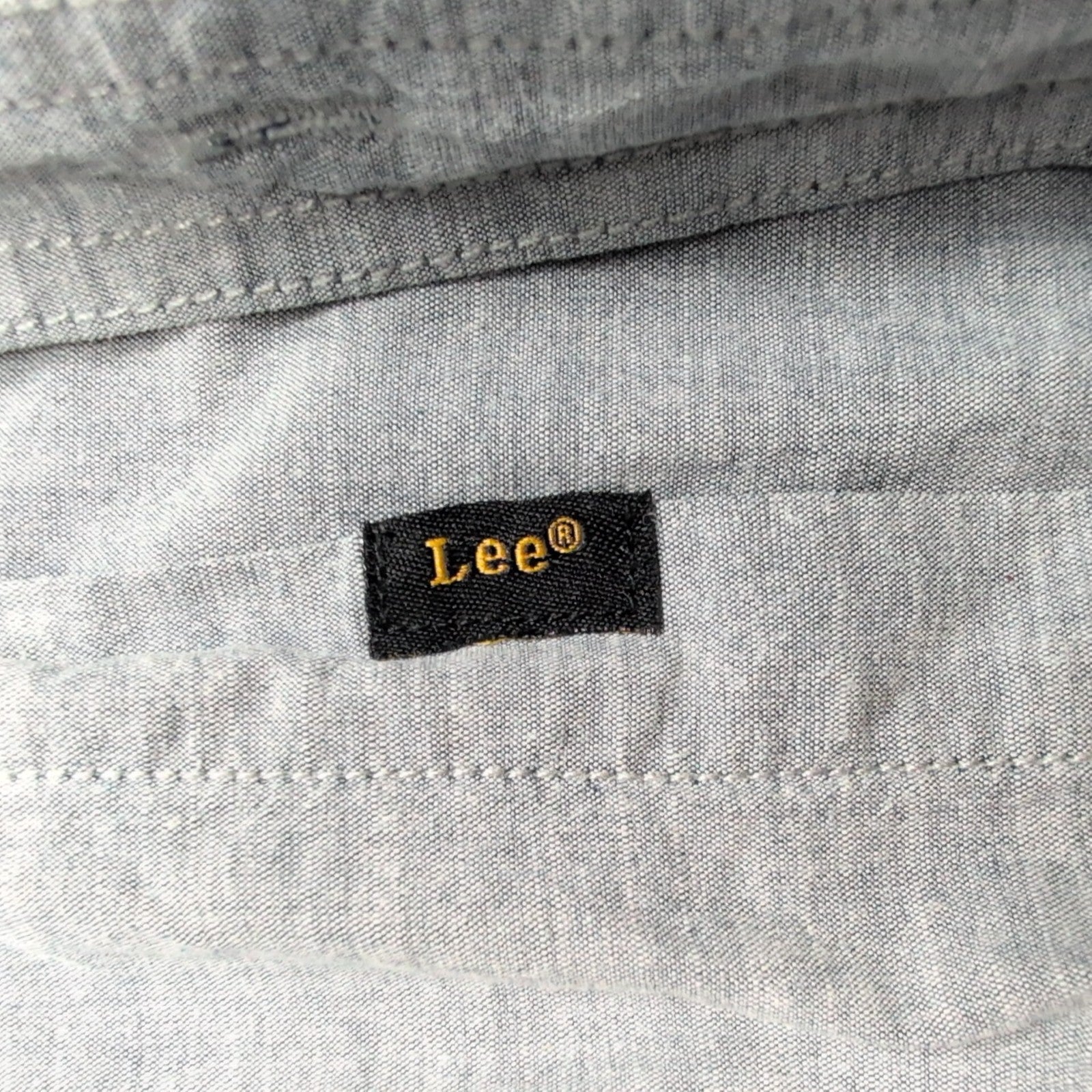 Chemise Lee grise unie stretch manches courtes taille L 2 poches homme