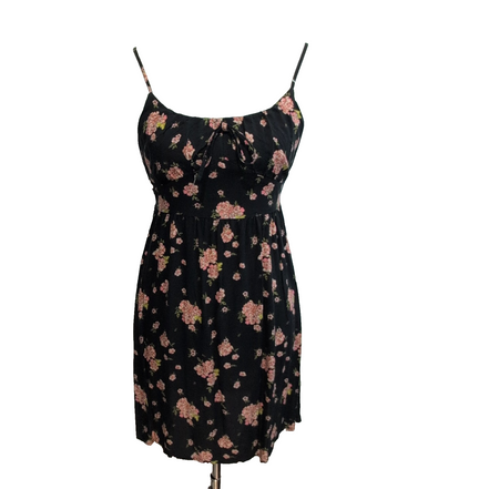 Robe d'été Femme XS Noire Fleurie Rayonne Bretelles Réglables Bohème