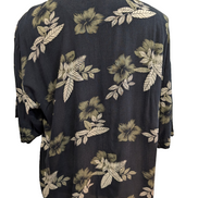 Chemise Hawaïenne Paradise Blue Noire à Fleurs Rayonne - Taille XL