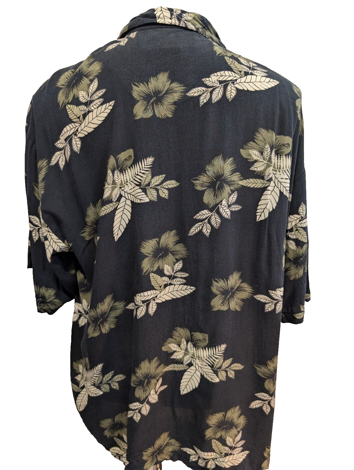 Chemise Hawaïenne Paradise Blue Noire à Fleurs Rayonne - Taille XL