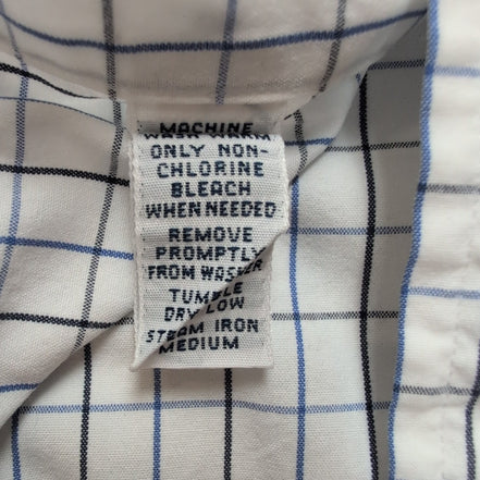 Chemise Ralph Lauren L Blake Blanche Carreaux Bleu Noir 100% Coton