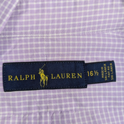 Chemise Ralph Lauren Homme M Violet Carreaux Gingham Manches Longues Custom Fit