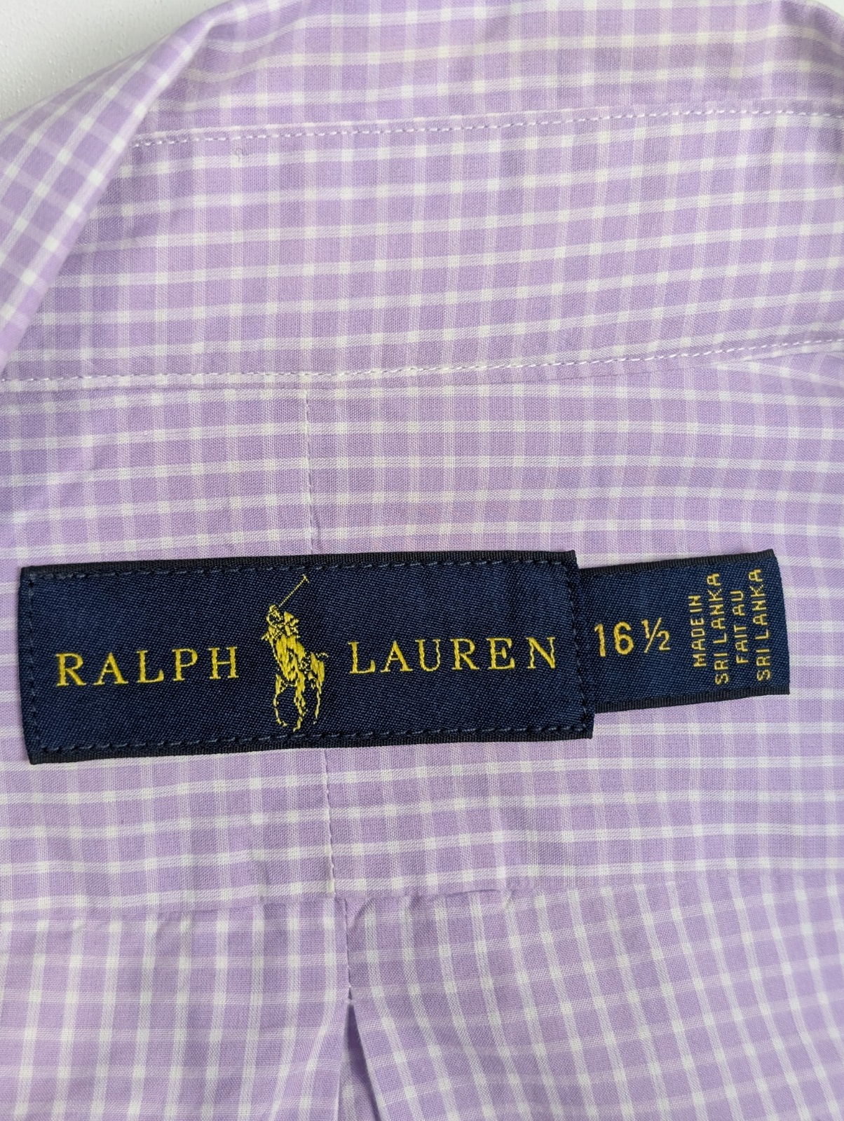 Chemise Ralph Lauren Homme M Violet Carreaux Gingham Manches Longues Custom Fit