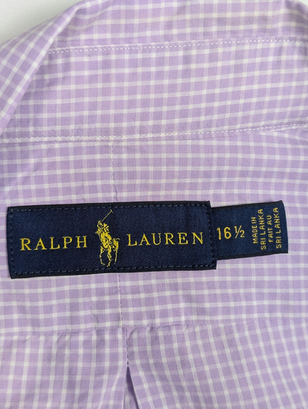 Chemise Ralph Lauren Homme M Violet Carreaux Gingham Manches Longues Custom Fit