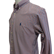 Chemise Polo Ralph Lauren Shirt M Custom Fit Vichy Bleu Rouge Blanc Button Down