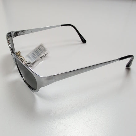 Lunettes de soleil Y2K Ovales Métal Chromé Branches Larges Verres Vert Foncé