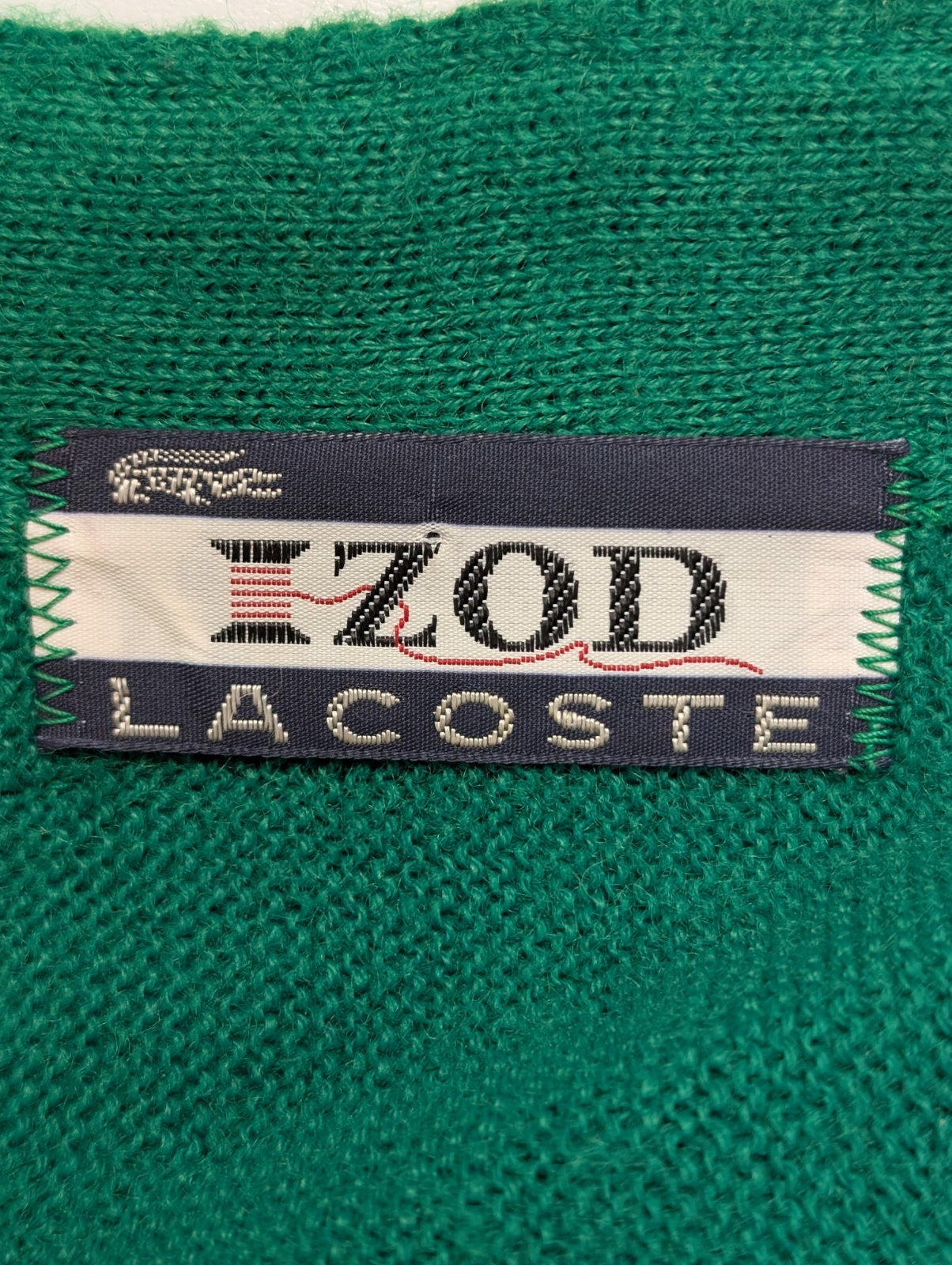 Gilet IZOD LACOSTE Vintage Cardigan Vert Boutonné Taille S Rare Homme