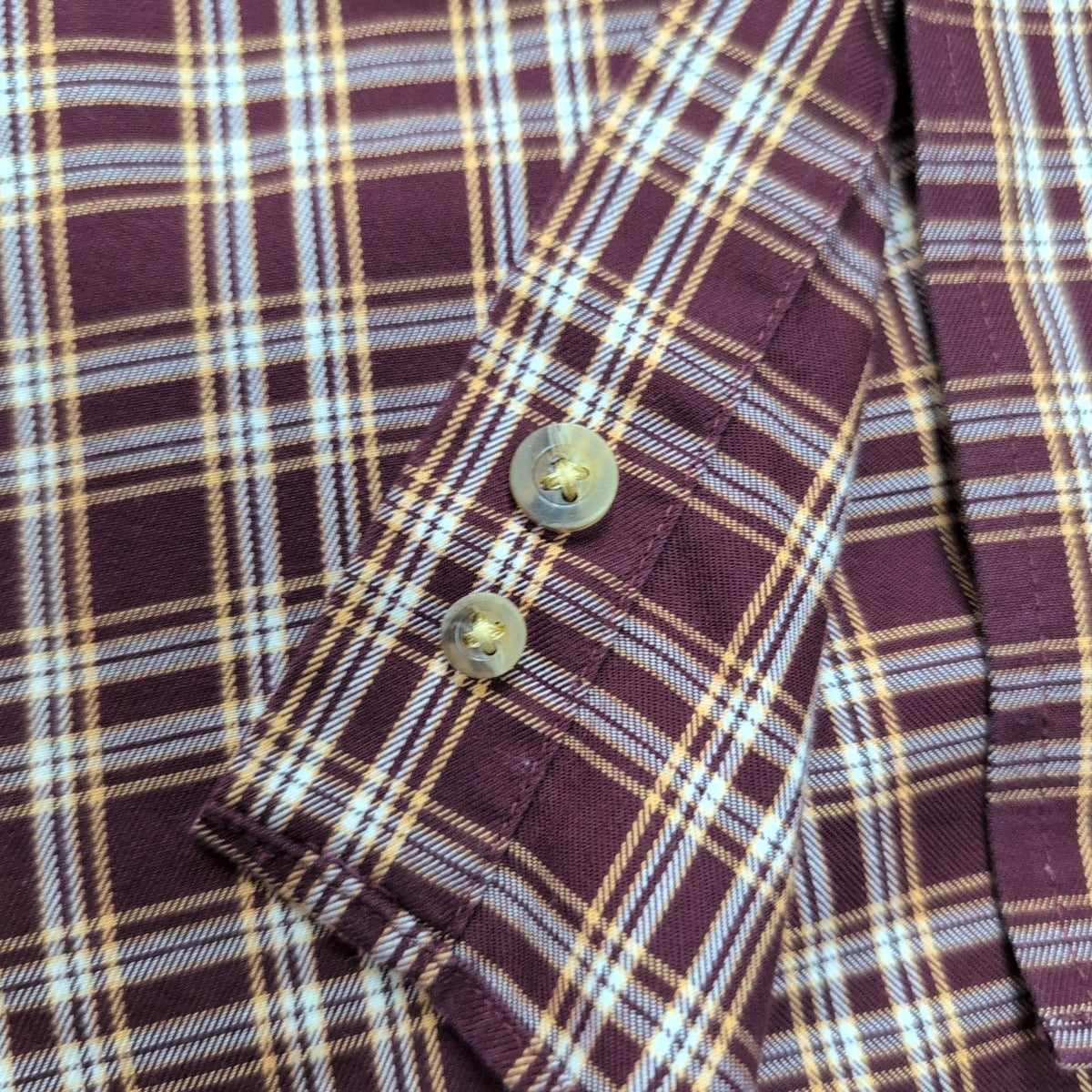 Chemise L.L.Bean XL Bordeaux Carreaux 100% Coton Vintage USA manches courtes