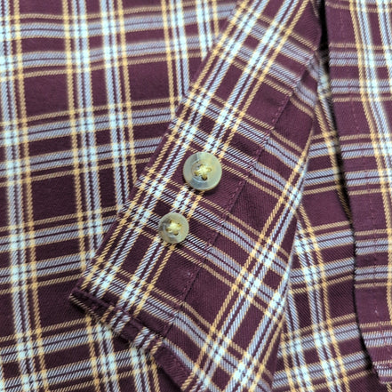 Chemise L.L.Bean XL Bordeaux Carreaux 100% Coton Vintage USA manches courtes