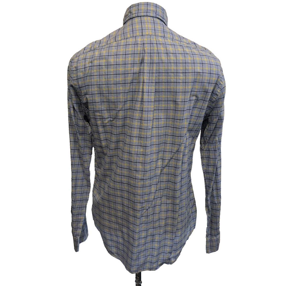 Chemise Ralph Lauren M Slim Fit Carreaux Bleu Jaune 100% Coton Logo Bleu Marine