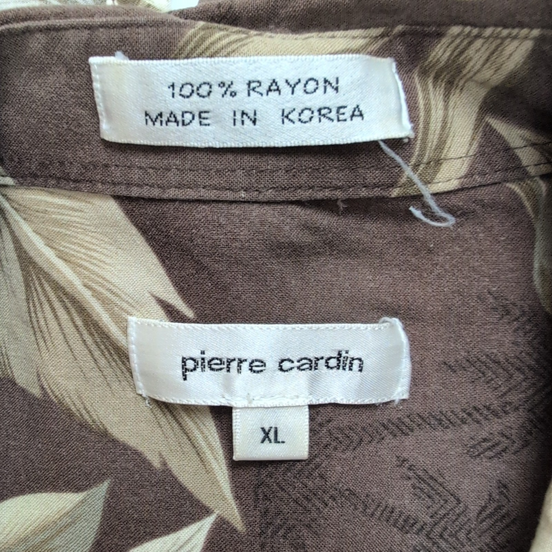 Chemise Hawaïenne Manches Courtes Pierre Cardin Rayonne Marron XL