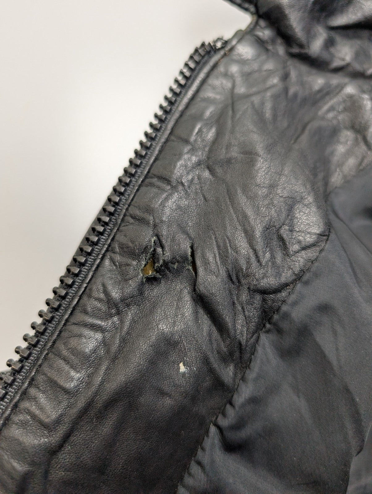 Blouson cuir noir Hi-Gear style café racer avec capuche taille S #16c